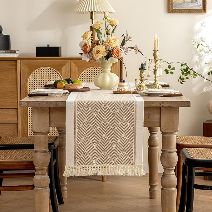 Table Runners 95 Inches,Waterproof Boho Table Runner with Tassel Fringe,Table Runner for Party Coffee Table