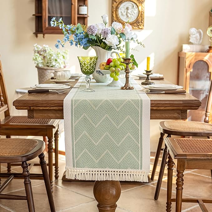 Table Runners 72 Inches Long Waterproof Boho Table Runner with Tassel Fringe,Table Runner for Party Coffee Table