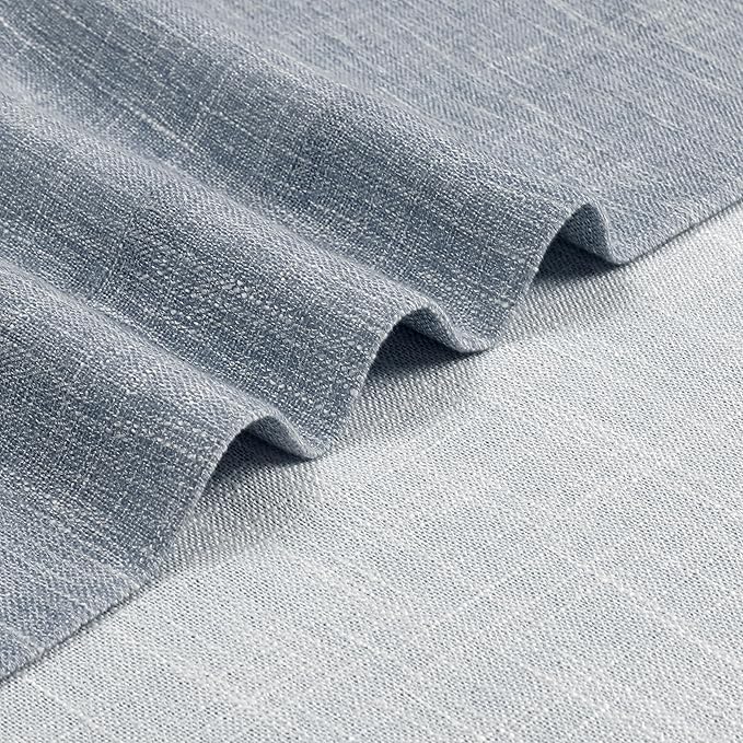 Vision Home Pinch Pleated Blue Semi Sheer Curtains Textured Light Filtering Window Curtains 63 inch for Living Room Bedroom Rayon Blended Chambray Blue Pinch Pleat Drapes with Hooks 2 Panels 40"Wx63"L