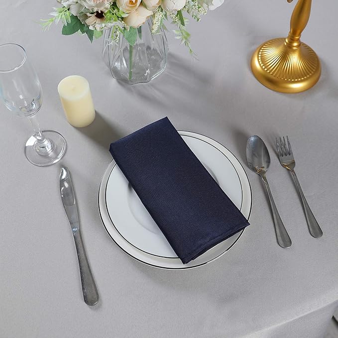 Cloth Napkins 17x17 inch Washable Polyester Dinner Napkins Soft Table Napkins for Wedding Party Dining Banquet(Navy,50PCS)