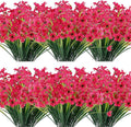 20 Bundles Artificial Flowers Outdoor UV Resistant Fake Flowers No Fade Faux Plastic Plants Garden Porch Window Box Decorating(Rose Red)…