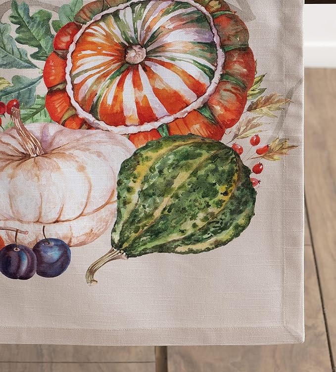 Maison d' Hermine Table Runner 100% Cotton Single Layer Table Runners 108 inches Long for Thanksgiving Christmas Decorations Home Kitchen Dining Party Wedding (Lumina, 14.5" x 108")