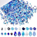Glass Beads for Jewelry Making -800PCS Blue Crystal Beads for Bracelet Making Kit, Assorted Round Rondelle Gemstone Beads for DIY Crafts,Friendship Bracelets（Blue）