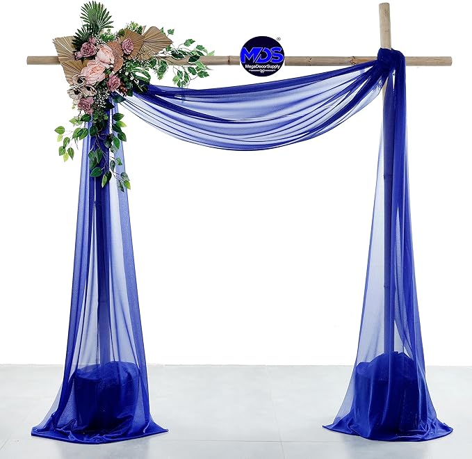 MDS Halloween Chiffon Draping Fabric - 1 Panel, 30" Wide x 50ft Long - Sheer Spooky Arbor & Canopy Drapery for Haunted House Backdrops, Party Ceilings, DIY Costumes & Themed Events - Royal Blue