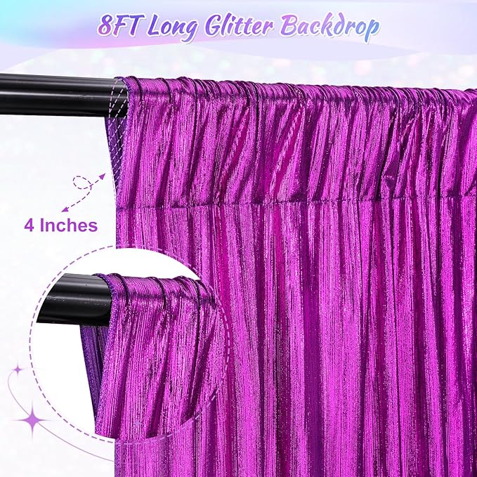 Back Drop Curtains for Parties 9.6x8FT Purple Background Drapes Shimmer Photo Photography for Hallween Ceremony Home Decorations(2 Panels 4.8x8FT)