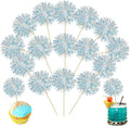 Ephlyn 30Pcs Foil Firework Cupcake Toppers Sparkle Tinsel Cupcake Picks Drink Stirrers Cocktail Food Fruit Toothpicks for Baby Shower Graduation Party Supplies White