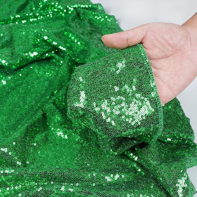 Poise3EHome 4Pcs 2Ft x 8Ft Green Sequin Backdrop Curtains, Glitter Photography Background, Sequence Xmas Thanksgiving Backdrop (Green, 4 pcs-2ftx8ft)