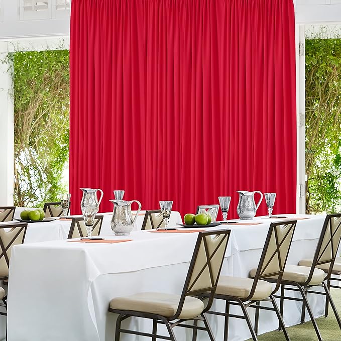 AK TRADING CO. 10 feet x 10 feet Polyester Backdrop Drapes Curtains Panels with Rod Pockets - Wedding Ceremony Party Home Window Decorations - RED (DRAPE-5x10-RED) (Pack of 24)