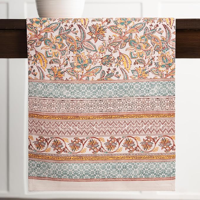 Maison d' Hermine Table Runner 100% Cotton Double Layer Table Runners 72 inches Long for Thanksgiving Christmas Decorations Home Kitchen Dining Party Wedding (Nila, 14.5" x 72")