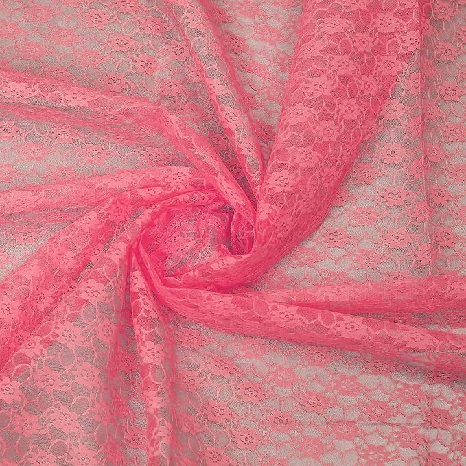 MDS Pack of 15 Wedding 12 x 108 inches Lace Table Runner for Wedding, Decorations for Birthday Parties, Banquets, Graduations, Engagements, and Runners fit Rectangle, Round Table- Coral