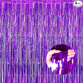4 Pack Purple Foil Fringe Curtain Backdrop, 3.28Ft x 8.2Ft Metallic Tinsel Foil Fringe Streamer for Party, Photo Booth Props, Birthday, 2022 Graduation Decoration Party Supplies