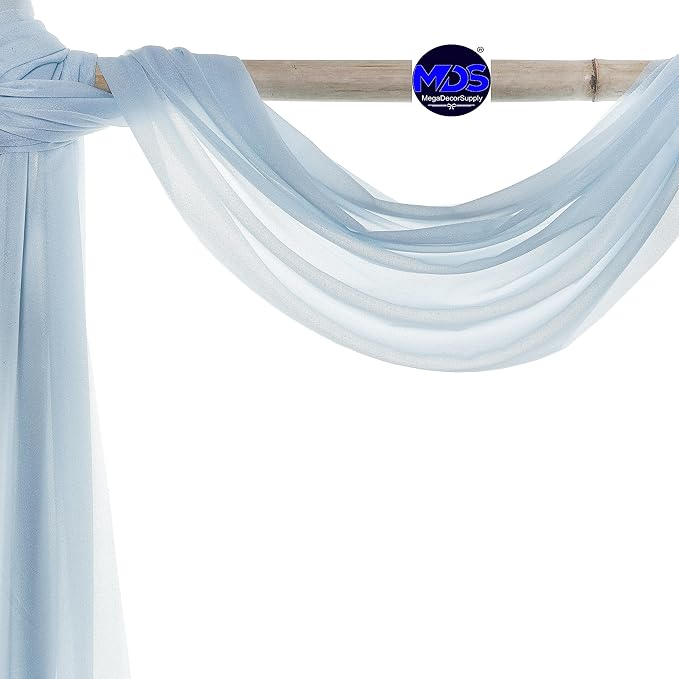MDS Halloween Chiffon Draping Fabric - 2 Panel, 30" Wide x 20ft Long - Sheer Spooky Arbor & Canopy Drapery for Haunted House Backdrops, Party Ceilings, DIY Costumes & Themed Events - Baby Blue