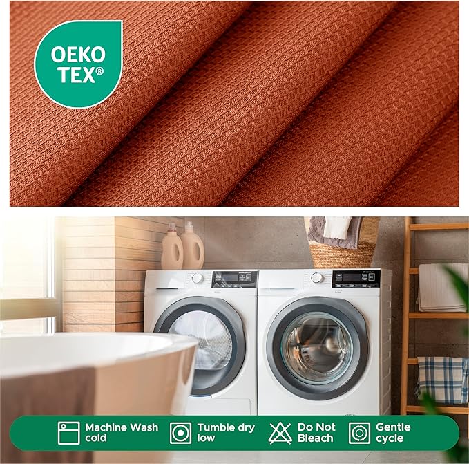Biscaynebay 2 Pack Fall Tablecloth Textured Fabric 60x84 Inch Rectangular, Rust Thanksgiving Autumn Harvest Water Resistant Fabric Tablecloths for Kitchen, Dining, Wedding, Parties Machine Washable