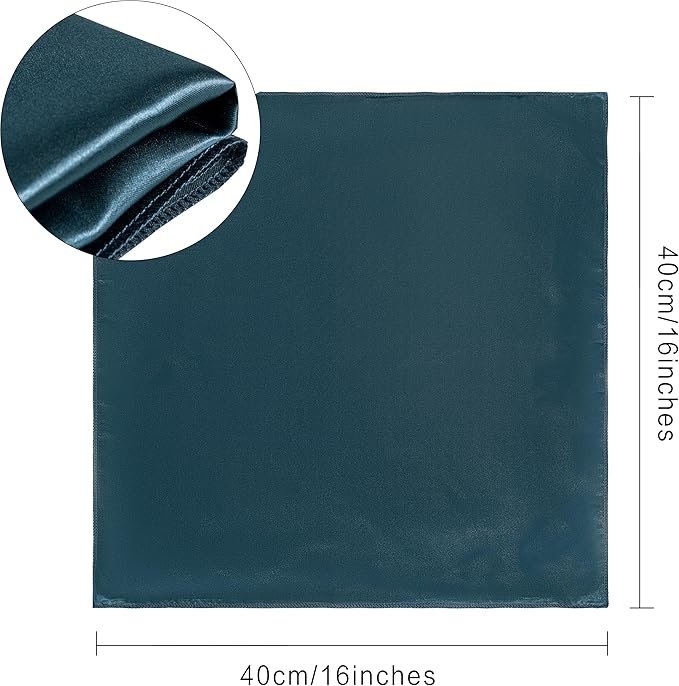 36 Pack Square Satin Dinner Napkins, 16x16 Inches Silky Soft Smooth Table Cloth Napkins for Restaurant Weddings Banquet Party Decoration, Deep Sea Blue