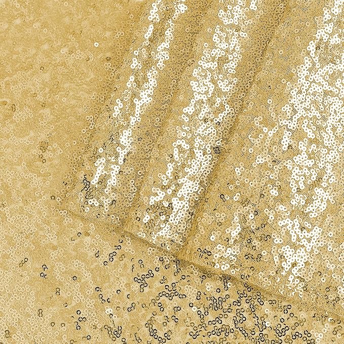 OQSQ Gold Sequin Tablecloth 50x80 inch, Glitter Drape Table Cloth, Sparkle Sequence Table Overlays for Thanksgiving Day Wedding Birthday Party Baby Bridal Shower