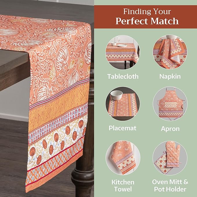 Maison d' Hermine Table Runner 100% Cotton Double Layer Table Runners 72 inches Long for Thanksgiving Christmas Decorations Home Kitchen Dining Party Wedding (Harvest Festival, 14.5" x 72")