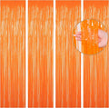 BTSD-home Orange Foil Fringe Curtain, Metallic Photo Booth Backdrop Tinsel Door Curtains for Wedding Birthday Bridal Shower Baby Shower Bachelorette Christmas Party Decorations(4 Pack, 8ft x 3ft)