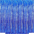 5 Pack Blue Fringe Foil Curtains 3.2ft x 8.2ft Tinsel Backdrop Streamers for Birthday Party Decoration Wedding Christmas Decoration (Navy)