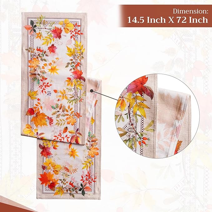Maison d' Hermine Table Runner 100% Cotton Double Layer Table Runners 72 inches Long for Thanksgiving Christmas Decorations Home Kitchen Dining Party Wedding (Amarante, 14.5" x 72")