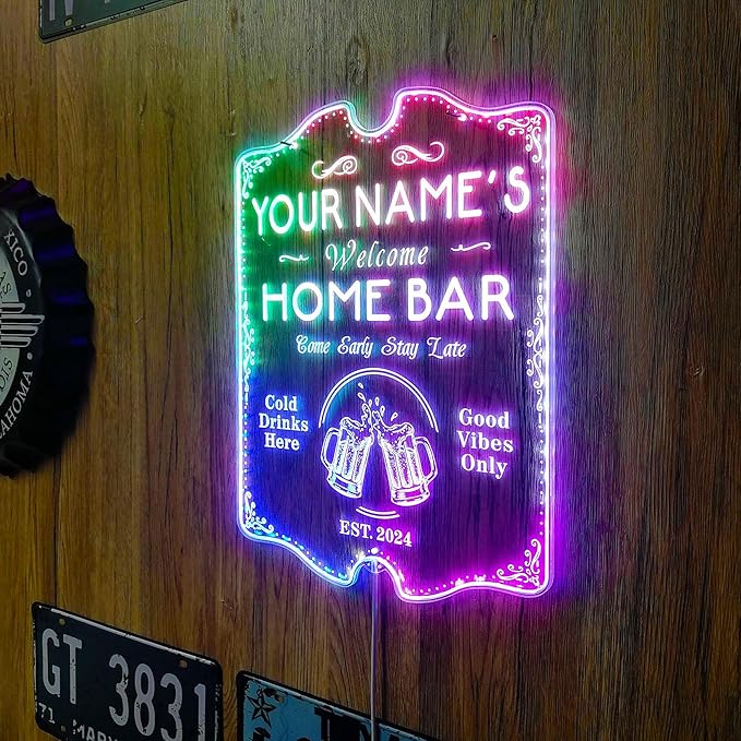 ADVPRO Personalized Your Name Home Bar RGB Dynamic Glam LED Sign - Cut-to-Edge Shape - Smart 3D Decoration - Multicolor Signage st06s86-fnd-p11b-tm-c