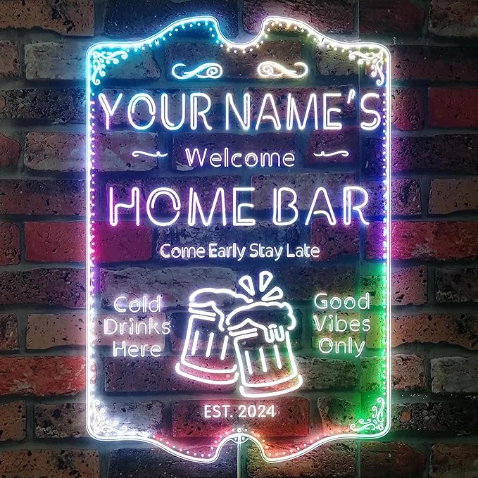 ADVPRO Personalized Your Name Home Bar RGB Dynamic Glam LED Sign - Cut-to-Edge Shape - Smart 3D Decoration - Multicolor Signage st06s43-fnd-p11a-tm-c