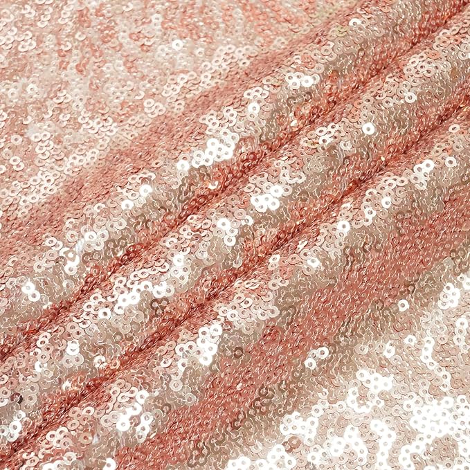 Eternal Beauty Rose Gold Sequin Backdrop, 6x8 Ft Glitter Background Curtains for Shimmer Photography Party Wedding Birthday Back Drop Decor