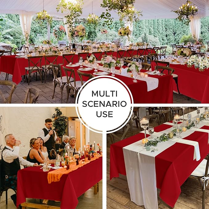 Fitable 8 Pack Table Cloth Rectangle Table: Stain and Wrinkle Resistant Tablecloth Rectangular, Washable Polyester Tablecloths for Wedding Christmas Party Dining Banquet Event(Red, 70x120 Inch)