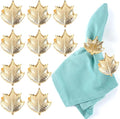 Set of 12 Gold Maple Leaf Napkin Rings - 2 Inch Lightweight Metal Napkin Holders, Elegant Table Décor for Wedding, Holiday, Thanksgiving, Christmas & Special Occasions - ALPHA Living HOME