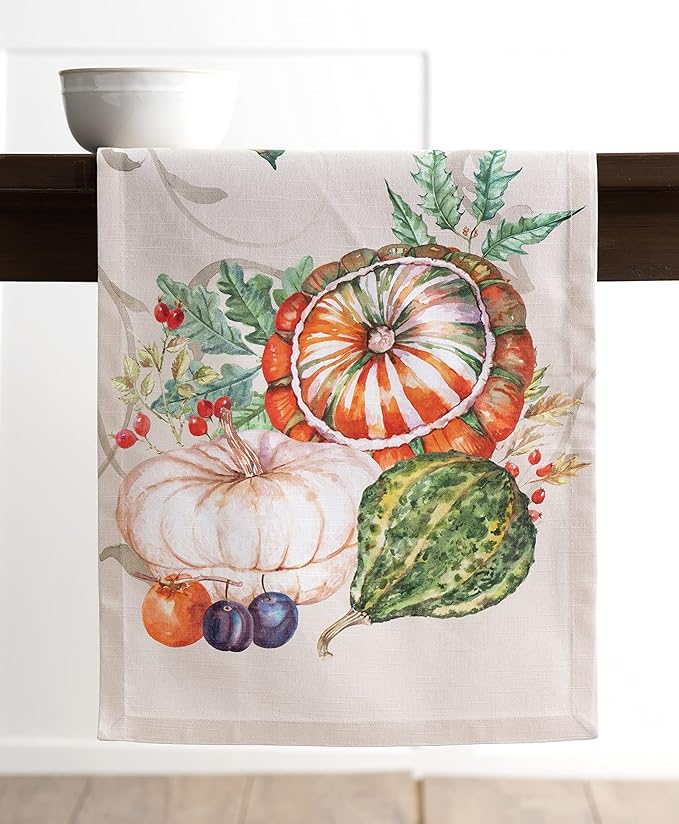 Maison d' Hermine Table Runner 100% Cotton Single Layer Table Runners 72 inches Long for Thanksgiving Christmas Decorations Home Kitchen Dining Party Wedding (Lumina, 14.5" x 72")