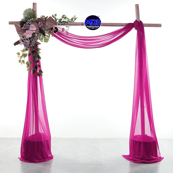 MDS Halloween Chiffon Draping Fabric - 2 Panel, 30" Wide x 40ft Long - Sheer Spooky Arbor & Canopy Drapery for Haunted House Backdrops, Party Ceilings, DIY Costumes & Themed Events - Magenta