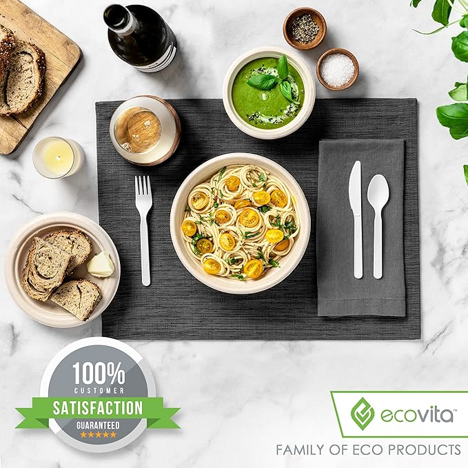 100% Compostable Paper Bowls [16 oz.] – 150 Disposable Bowls Eco Friendly Sturdy Tree Free Liquid and Heat Resistant Alternative to Plastic or Paper Bowls
