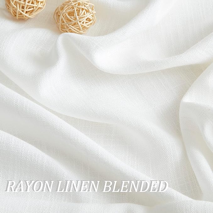 Vision Home White Pinch Pleated Semi Sheer Curtains Textured Light Filtering Window Curtains 90 inch for Living Room Bedroom Patio Rayon Blended Pinch Pleat Drapes with Hooks 1 Panel 80" Wx90 L