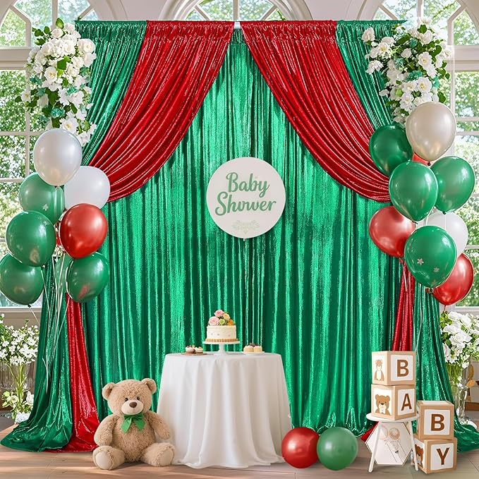 Red Backdrop Curtain for Wedding Parties: 4.8x8FT Chrstmas Curtains Backdrop Drapes for Graduation Birthday Photography Home Decoration