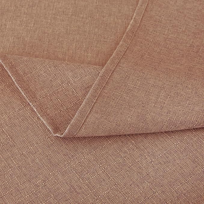 NLMUVW Linen Tablecloth Rectangle Tables 6ft, Water Resistant Textured Table Cloth Farmhouse Table Cover for Kitchen Dining Coffee, Mocha, 54 x 102 Inch