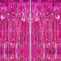 2Pack Hot Pink Metallic Tinsel Foil Fringe Curtains Backdrop for Pink Party Birthday Wedding Bachelorette Baby Shower Holiday Party Decorations Photo Booth Props, Bachelorette Christmas Party Decors