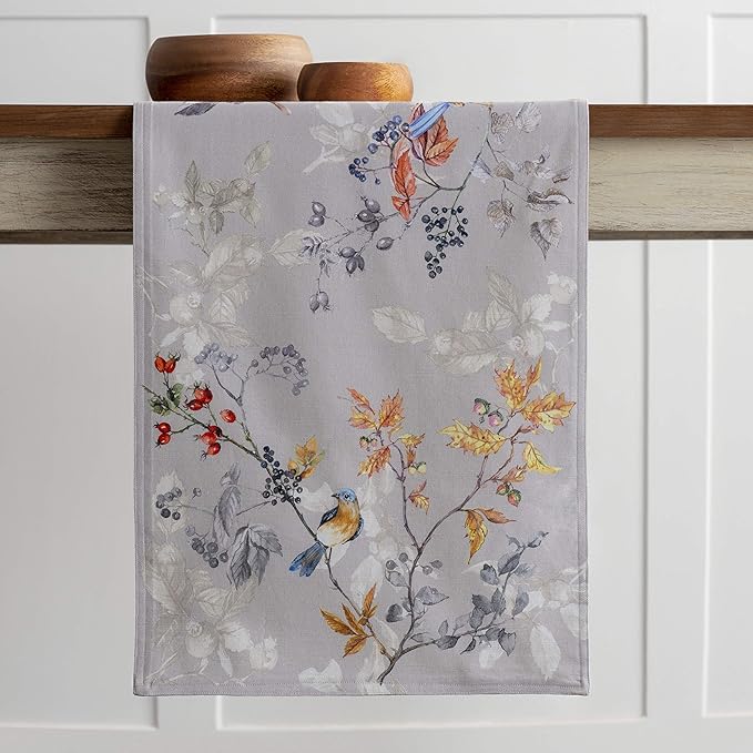 Maison d' Hermine Table Runner 100% Cotton Double Layer Table Runners 72 inches Long for Thanksgiving Christmas Decorations Home Kitchen Dining Party Wedding (Equinoxe - Grey, 14.5" x 72")