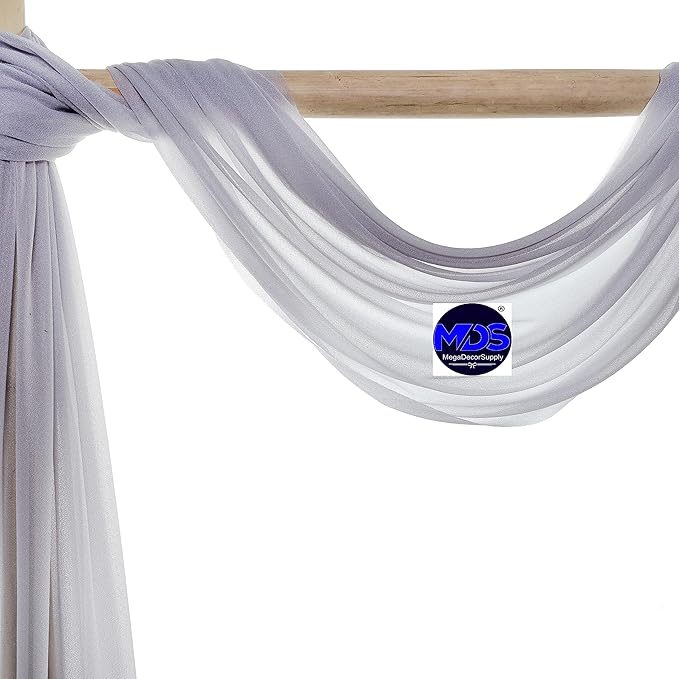 MDS Halloween Chiffon Draping Fabric - 1 Panel, 30" Wide x 30ft Long - Sheer Spooky Arbor & Canopy Drapery for Haunted House Backdrops, Party Ceilings, DIY Costumes & Themed Events - Cool Gray