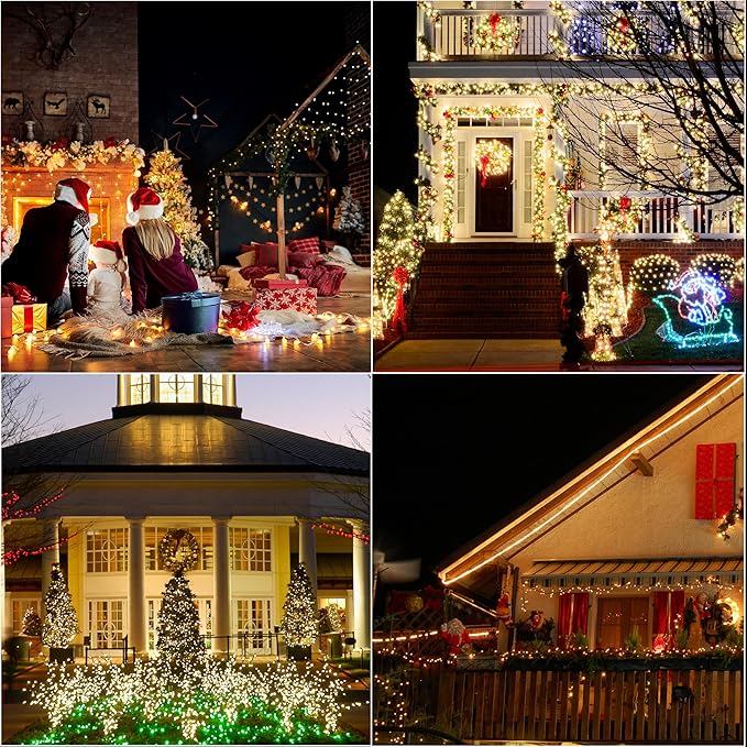 LAMPHOME 33ft Christmas Decorative Mini Lights, 100 LED Transparent Wire Fairy Starry String Lights Plug in, 11 Lighting Modes, for Indoor Outdoor Xmas Tree Wedding Party Decoration (Warm White)