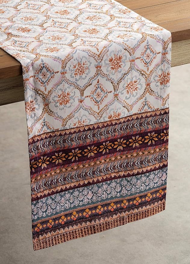 Maison d' Hermine Table Runner 100% Cotton Single Layer Table Runners 36 inches Long for Thanksgiving Christmas Decorations Home Kitchen Dining Party Wedding (Fair Isle, 14.5" x 36")