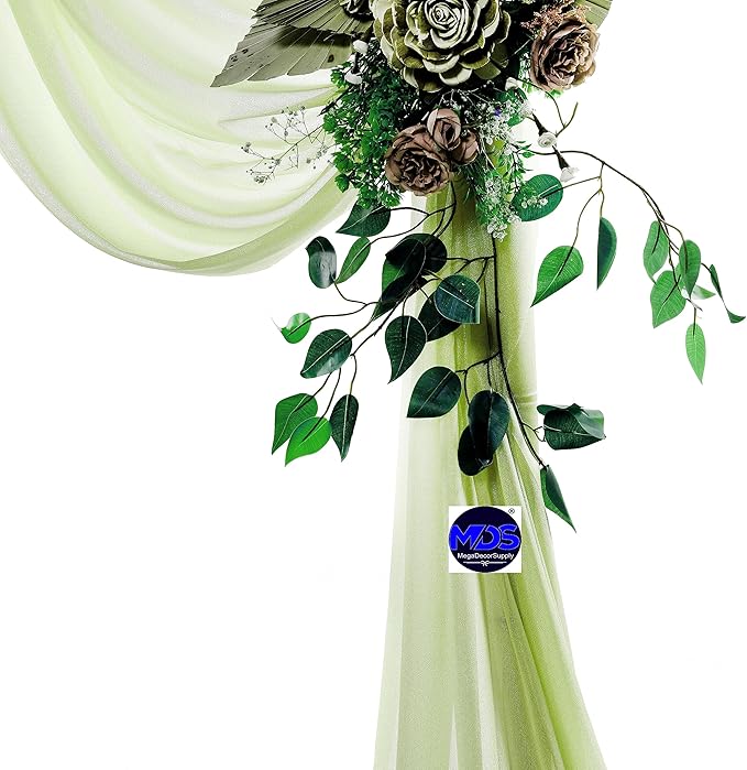 MDS Halloween Chiffon Draping Fabric - 2 Panel, 30" Wide x 75ft Long - Sheer Spooky Arbor & Canopy Drapery for Haunted House Backdrops, Party Ceilings, DIY Costumes & Themed Events - Sage Green