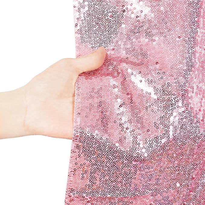 Poise3EHome 6Ft x 6Ft Fuchsia Pink Sequin Backdrop, Glitter Thick Satin Sequin Background Drapes, Sequence Backdrop for Wedding Party Holiday Festival Decor