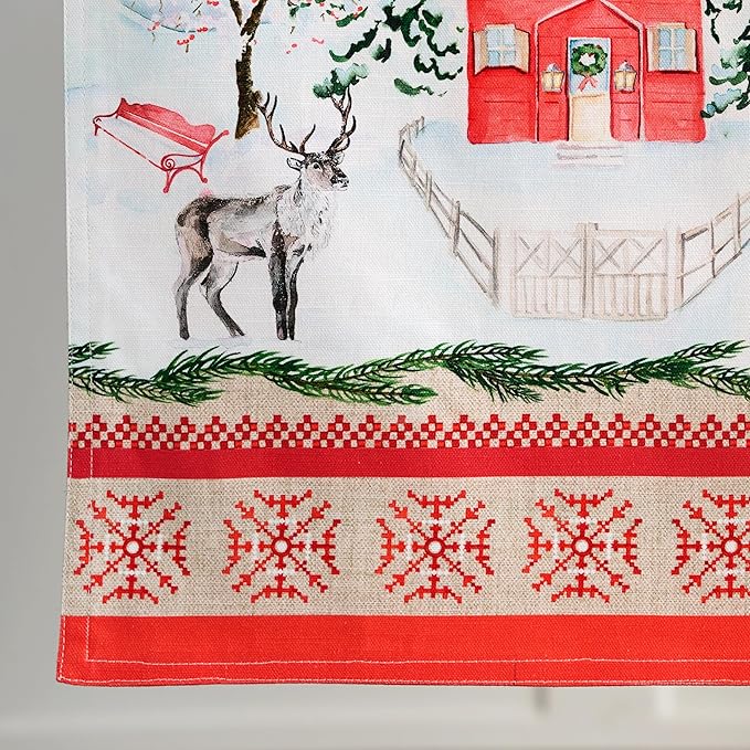 Maison d' Hermine Table Runner 100% Cotton Double Layer Table Runners 72 inches Long for Thanksgiving Christmas Decorations Home Kitchen Dining Party Wedding (Rural Christmas, 14.5" x 72")