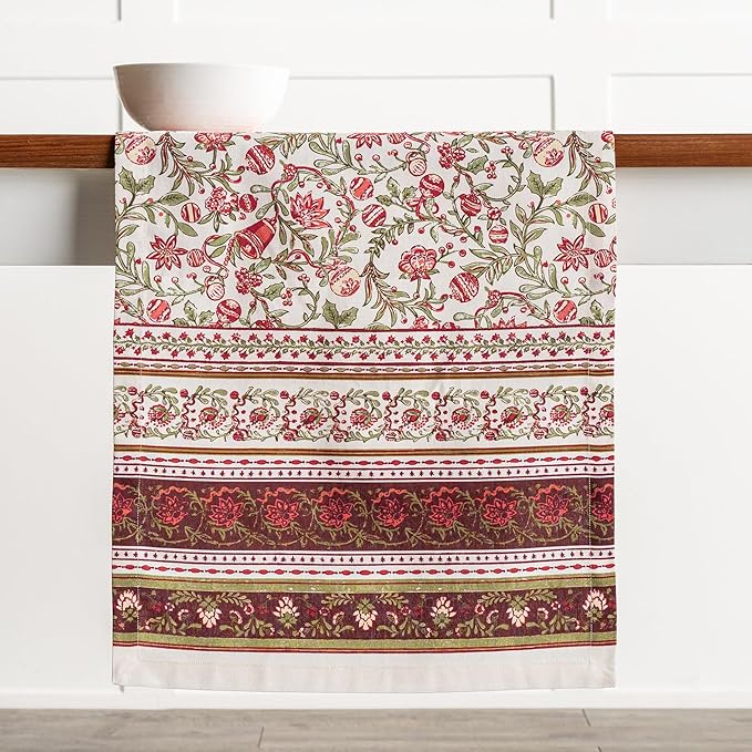 Maison d' Hermine Table Runner 100% Cotton Single Layer Table Runners 72 inches Long Decorative for Home Kitchen Dining Party Baby Shower Wedding Bridal Shower (Reveillon Au Jardin, 14.50" x 72")
