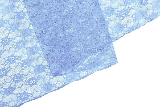 MDS Pack of 25 Wedding 12 x 108 inches Lace Table Runner for Wedding, Decorations for Birthday Parties, Banquets, Graduations, Engagements, and Runners fit Rectangle, Round Table- Baby Blue