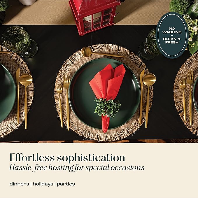 50-Pack Disposable Linen-Feel Pale Blue Napkins, 12" x 17" Cloth-Like Paper Dinner Napkins For Wedding, Bathroom, Party Or Event