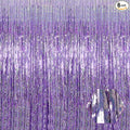 6 Pack Light Purple Foil Fringe Curtain Backdrop, 3.28Ft x 8.2Ft Metallic Tinsel Foil Fringe Streamer Curtains for Photo Booth, Christmas Day, New Year, Wedding Party Decorations