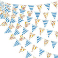 32Ft Oktoberfest Party Decorations Blue Plaid Triangle Flag Fabric Banner Pennant Garland Streamer for Oktoberfest Birthday German Baby Shower Bavarian Party Decor Supplies
