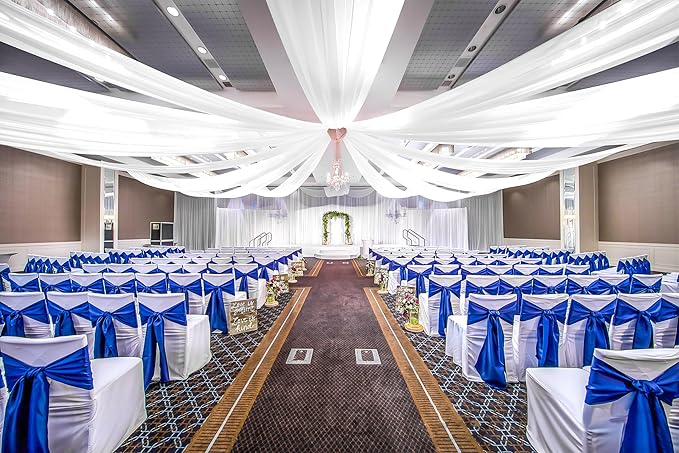 White Ceiling Drapes for Wedding, 5ftx20ft Sheer Fabric Curtain, Wedding Arch Draping, Romantic Decorations for Party Ceremony Stage