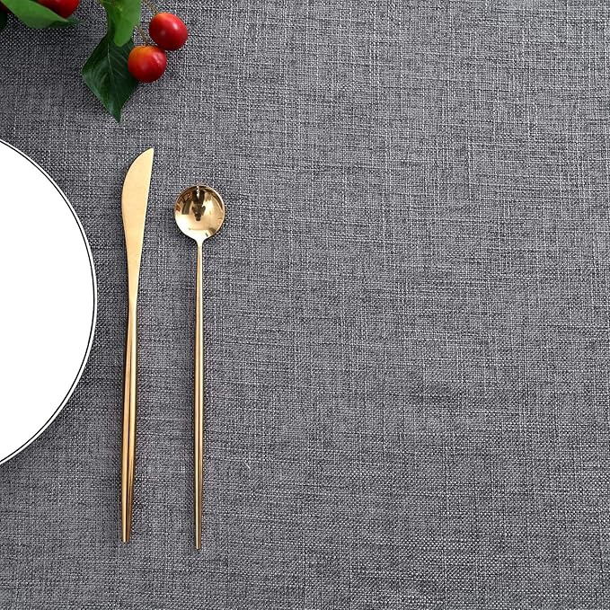 maxmill Flaxy Faux Linen Table Cloth with 2-Tone Slubby Texture Wrinkle Free Anti-Shrink Soft Tablecloth for Kitchen Dining Tabletop Outdoor and Indoor Use Rectangle 60 x 104 Inch Charcoal