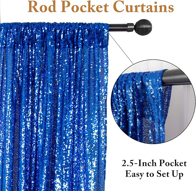 ShinyBeauty Sequin Backdrop Yellow and Royal Blue Backdrop Set of 4, 2FTx8FT Photo Backdrops Shimmer Wall Photograph Backgrounds Glitter Curtains 4 Pieces